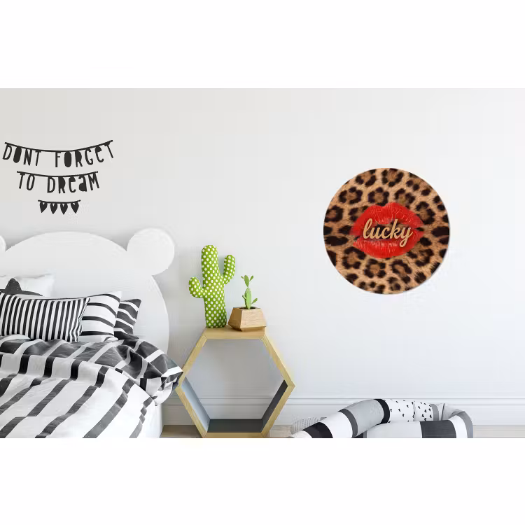 Muurcirkel aluminium - Dierenprint - Lippen - Rood — 5