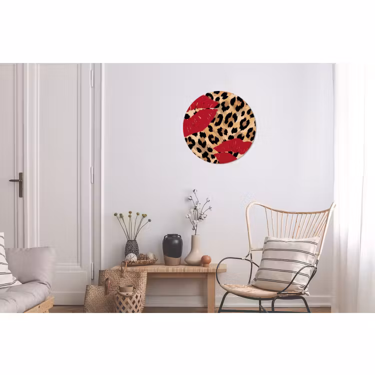 Muurcirkel aluminium - Kusafdruk - Dierenprint - Rood — 2