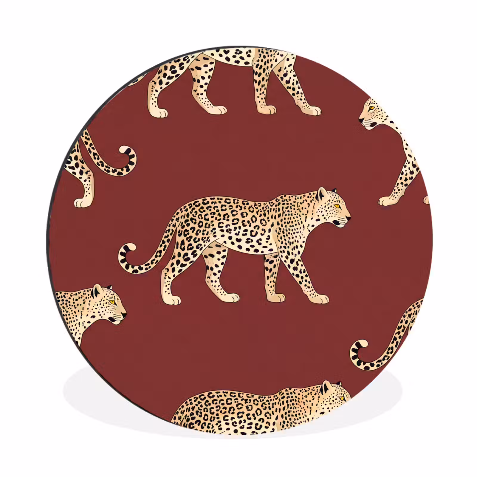 Muurcirkel aluminium - Katten - Patroon - Rood — 1