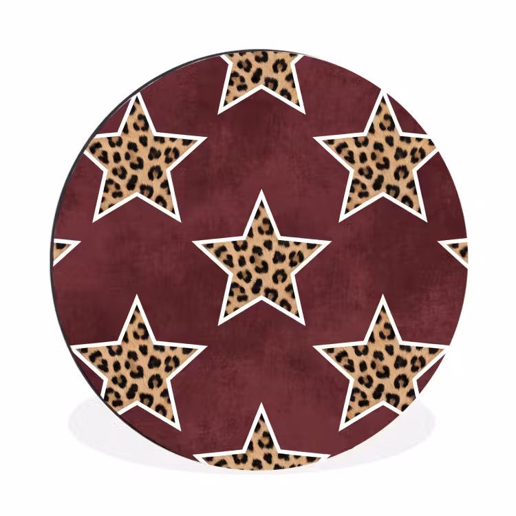 Muurcirkel aluminium - Sterren - Luipaardprint - Rood — 1