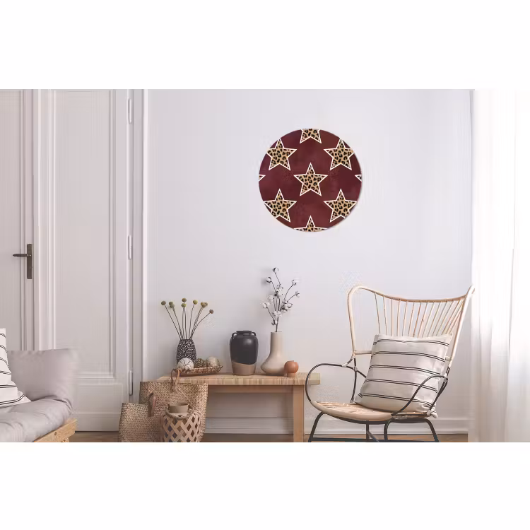 Muurcirkel aluminium - Sterren - Luipaardprint - Rood — 2