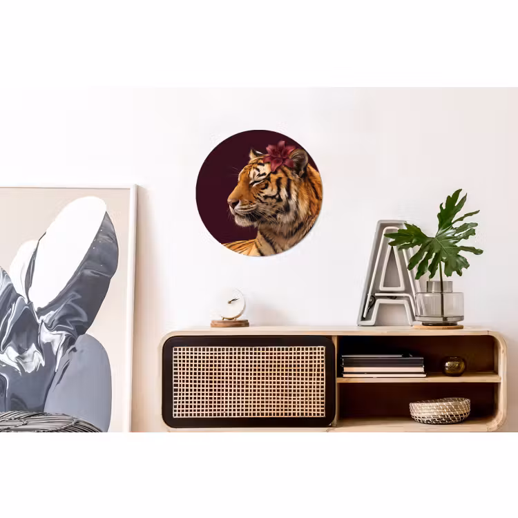 Muurcirkel aluminium - Tijger - Bloem - Dieren — 3
