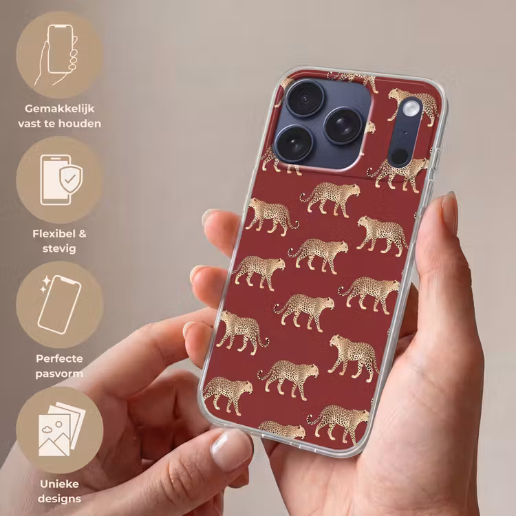Telefoonhoesje - Katten - Patroon - Rood — 4