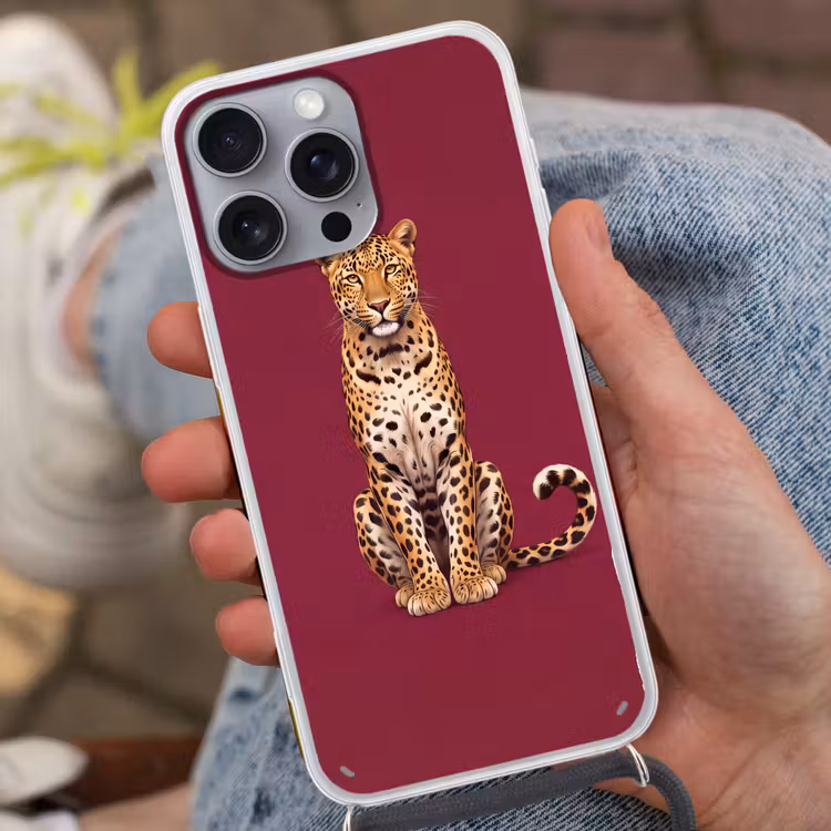 Telefoonhoesje met koord - Kat - Dieren - Rood — 2