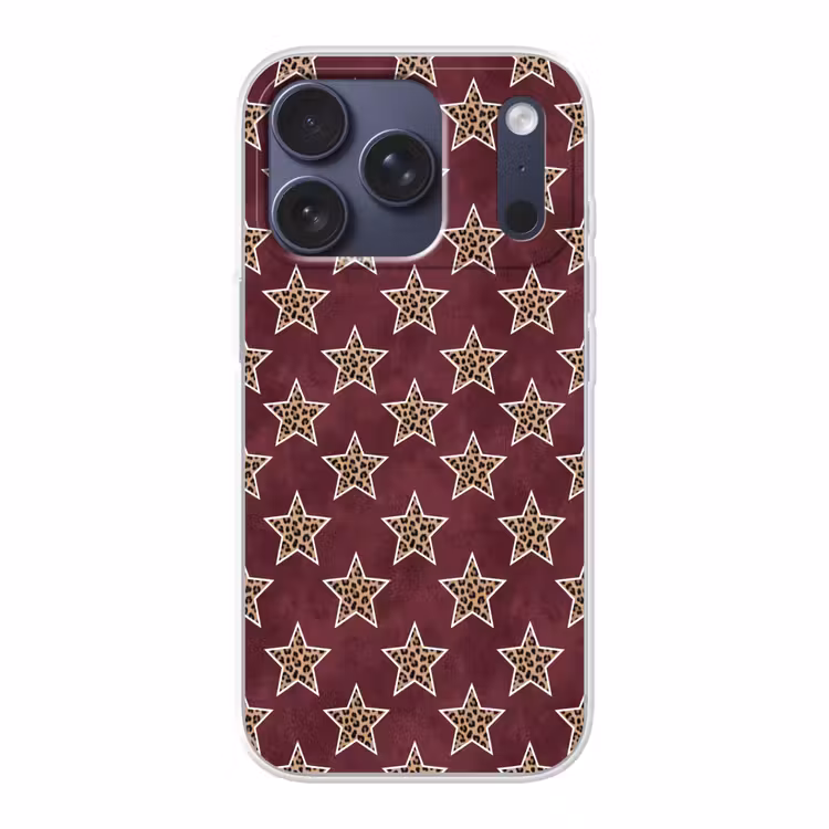 Telefoonhoesje - Sterren - Luipaardprint - Rood — 1