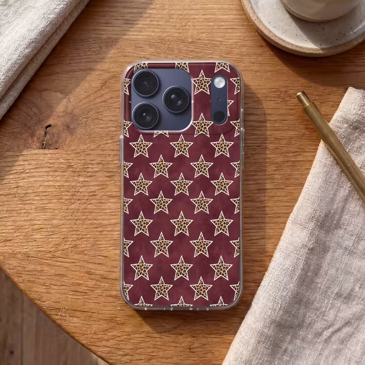 Telefoonhoesje - Sterren - Luipaardprint - Rood — 2