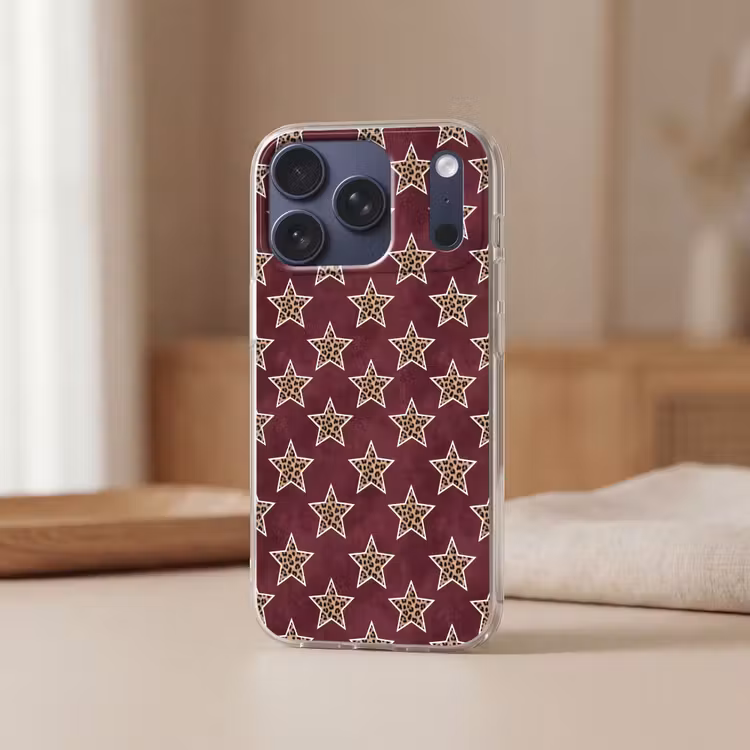 Telefoonhoesje - Sterren - Luipaardprint - Rood — 3