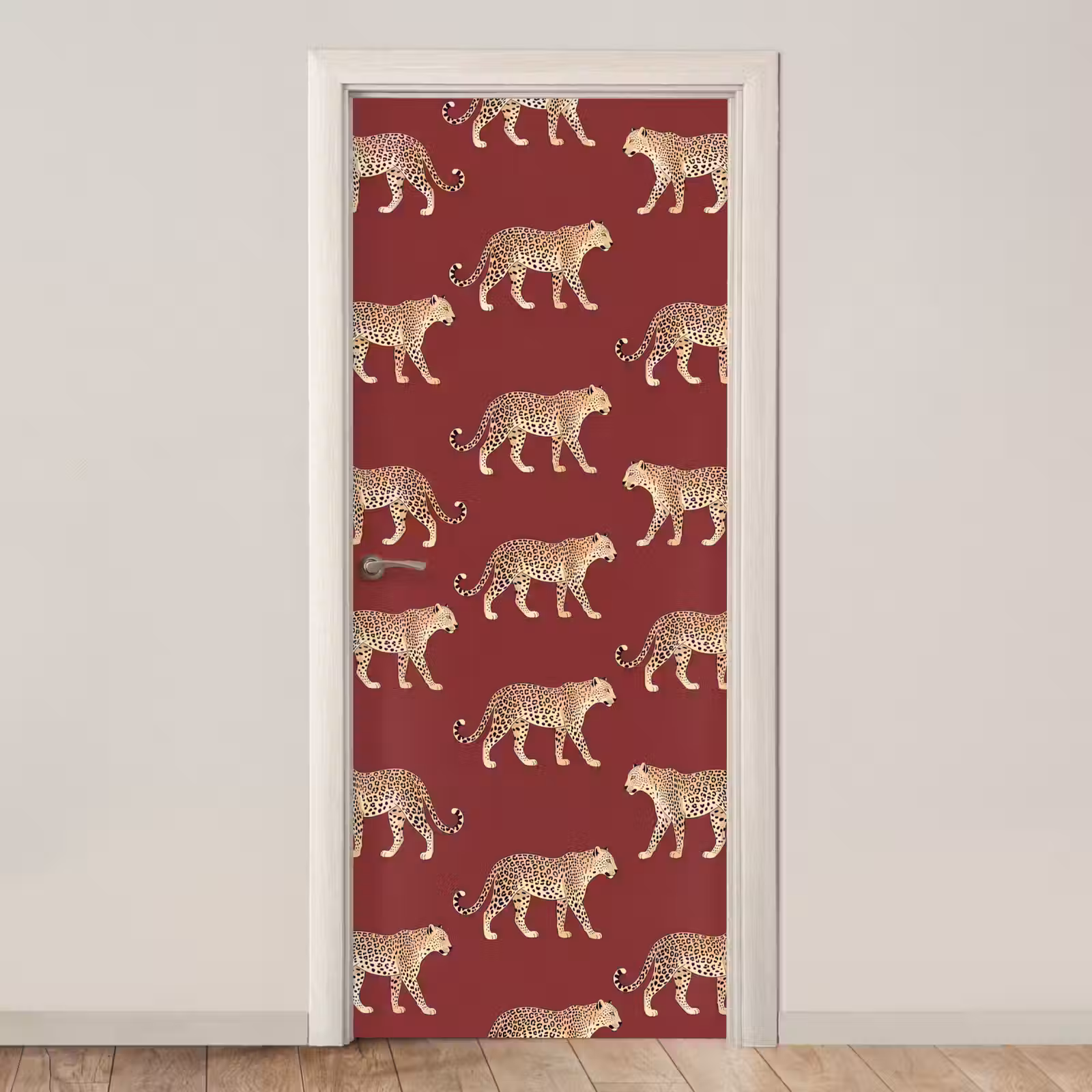 Deursticker - Katten - Patroon - Rood — 1