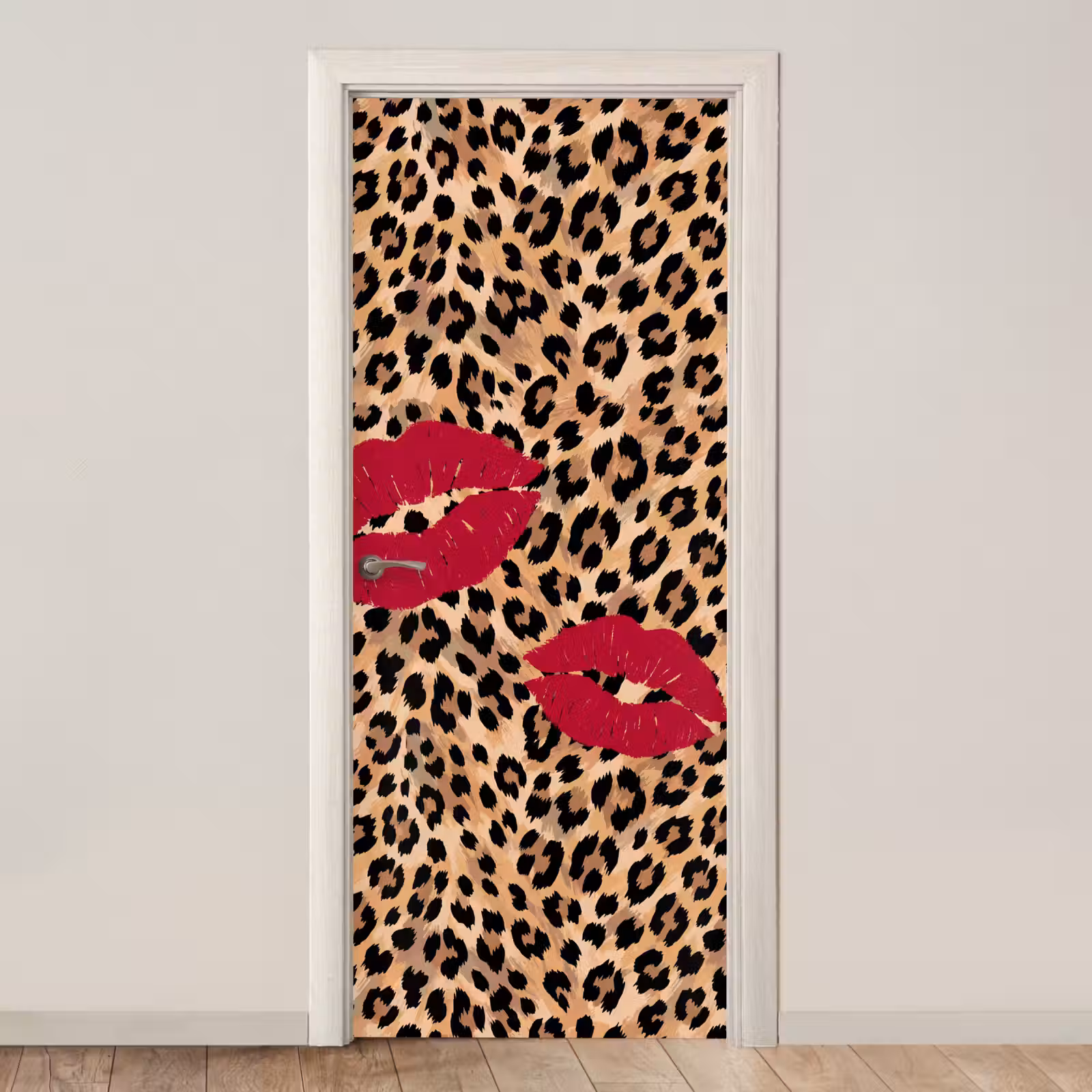 Deursticker - Kusafdruk - Dierenprint - Rood — 1