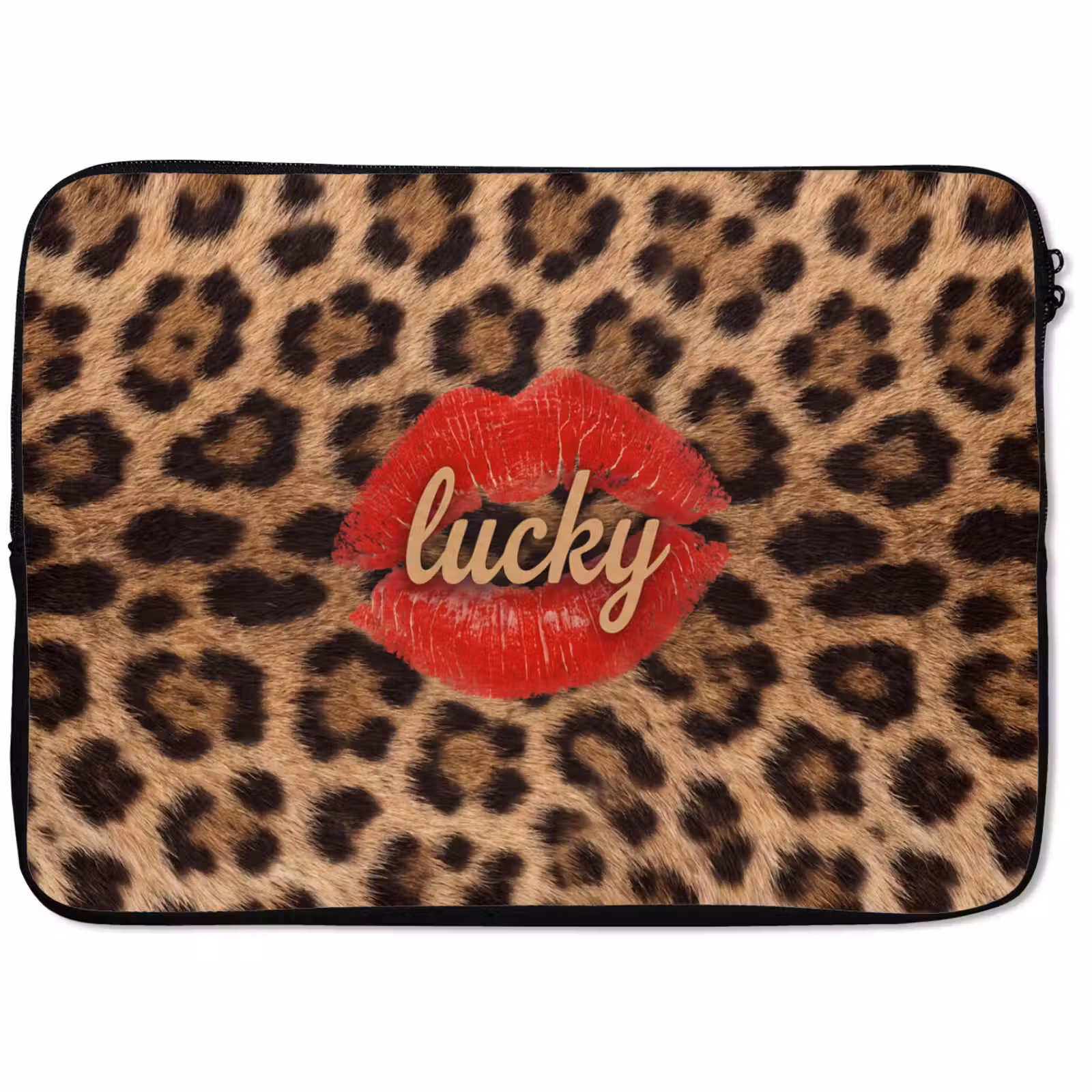 Laptophoes Dierenprint - Lippen - Rood — 1