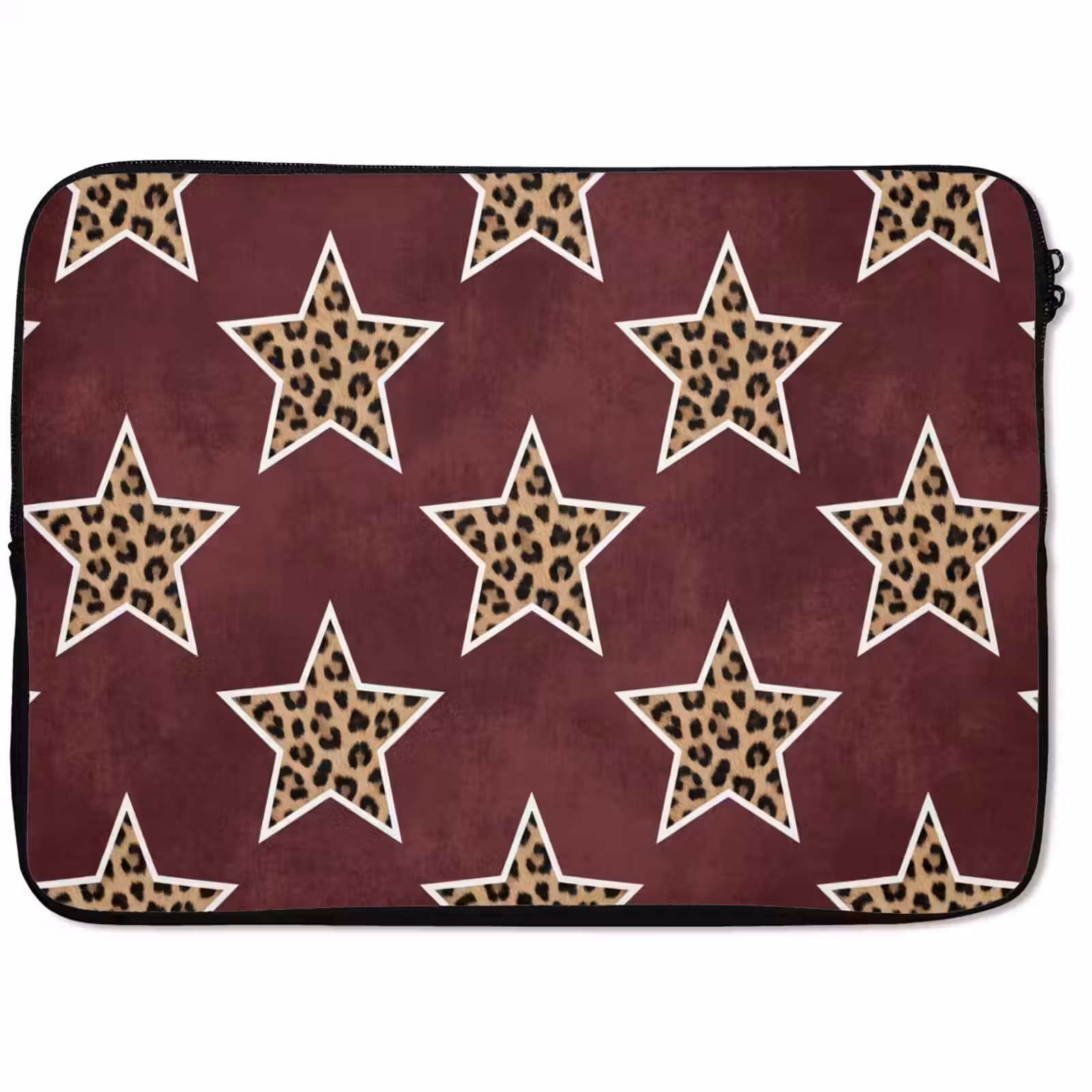 Laptophoes Sterren - Luipaardprint - Rood — 1