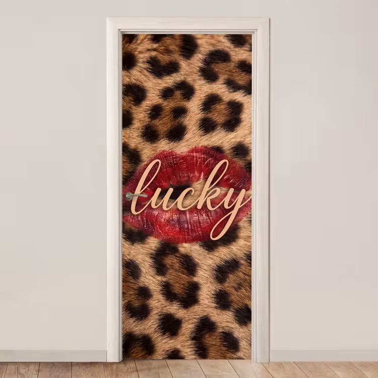 Deursticker - Dierenprint - Lippen - Rood — 1