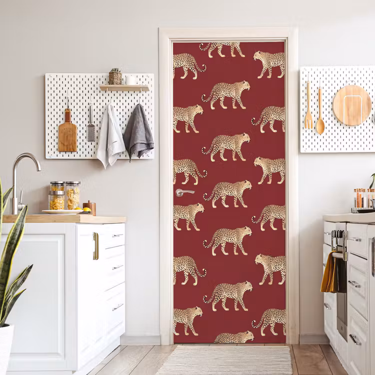 Deursticker - Katten - Patroon - Rood — 7