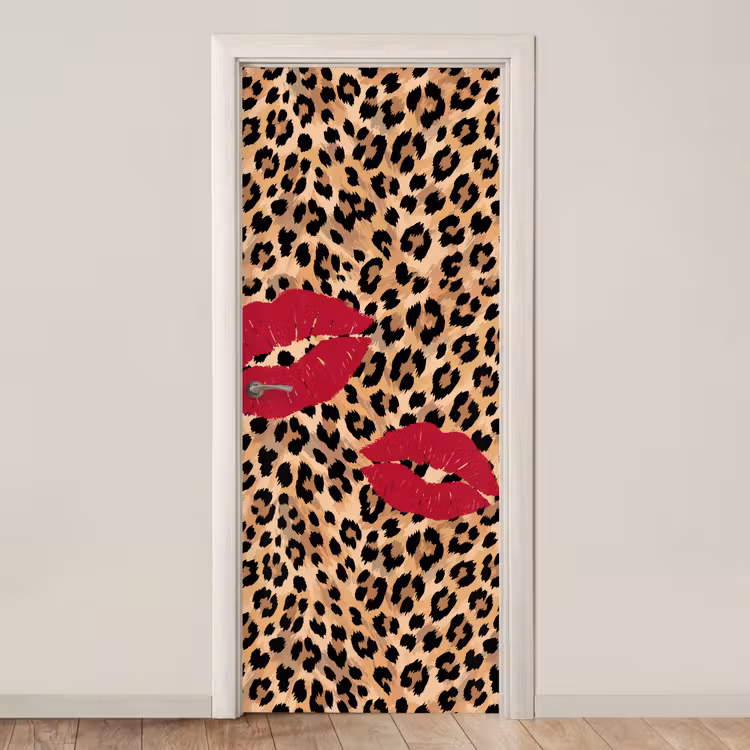 Deursticker - Kusafdruk - Dierenprint - Rood — 1