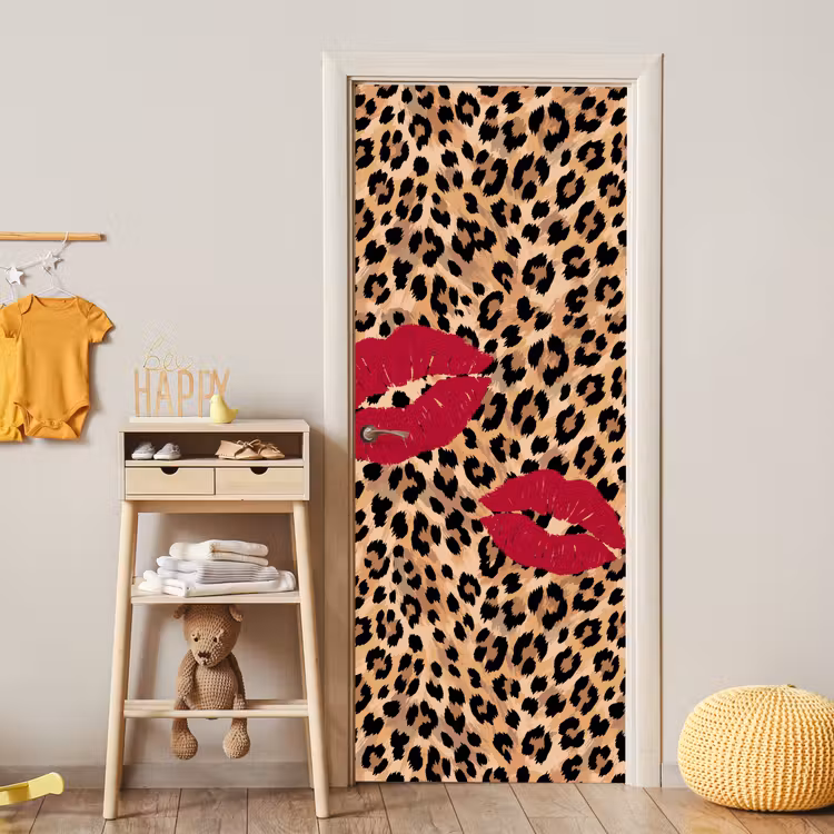 Deursticker - Kusafdruk - Dierenprint - Rood — 6