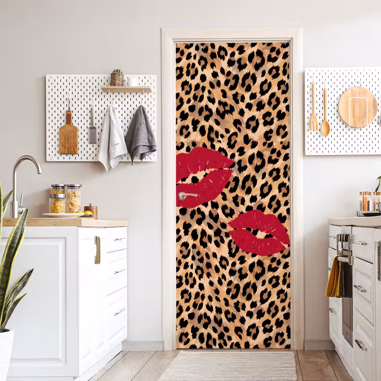 Deursticker - Kusafdruk - Dierenprint - Rood — 7
