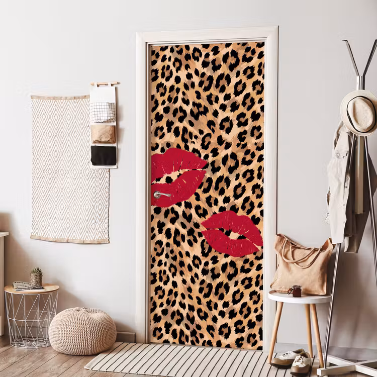 Deursticker - Kusafdruk - Dierenprint - Rood — 8