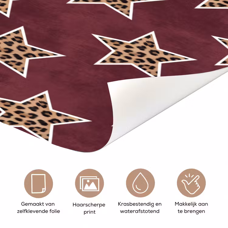Deursticker - Sterren - Luipaardprint - Rood — 3
