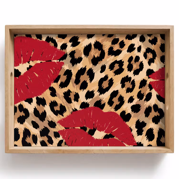 Dienblad - Kusafdruk - Dierenprint - Rood — 1
