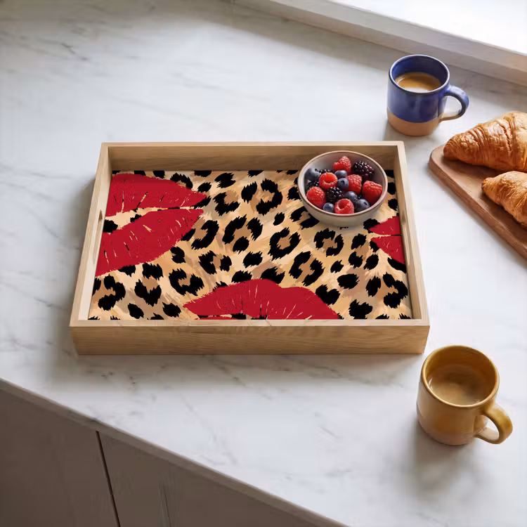 Dienblad - Kusafdruk - Dierenprint - Rood — 4