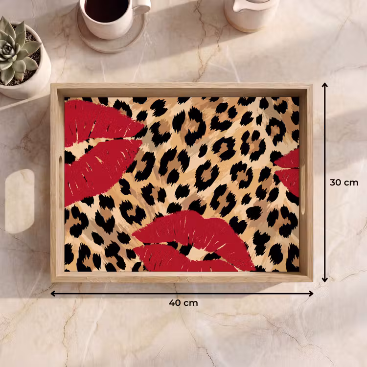 Dienblad - Kusafdruk - Dierenprint - Rood — 9