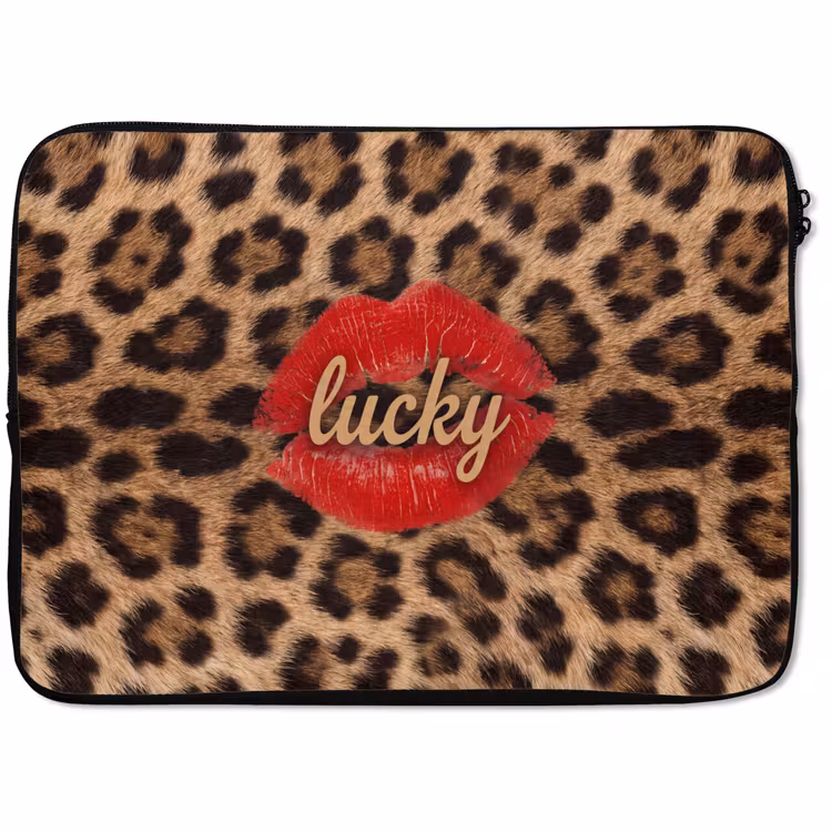 Laptophoes Dierenprint - Lippen - Rood — 1