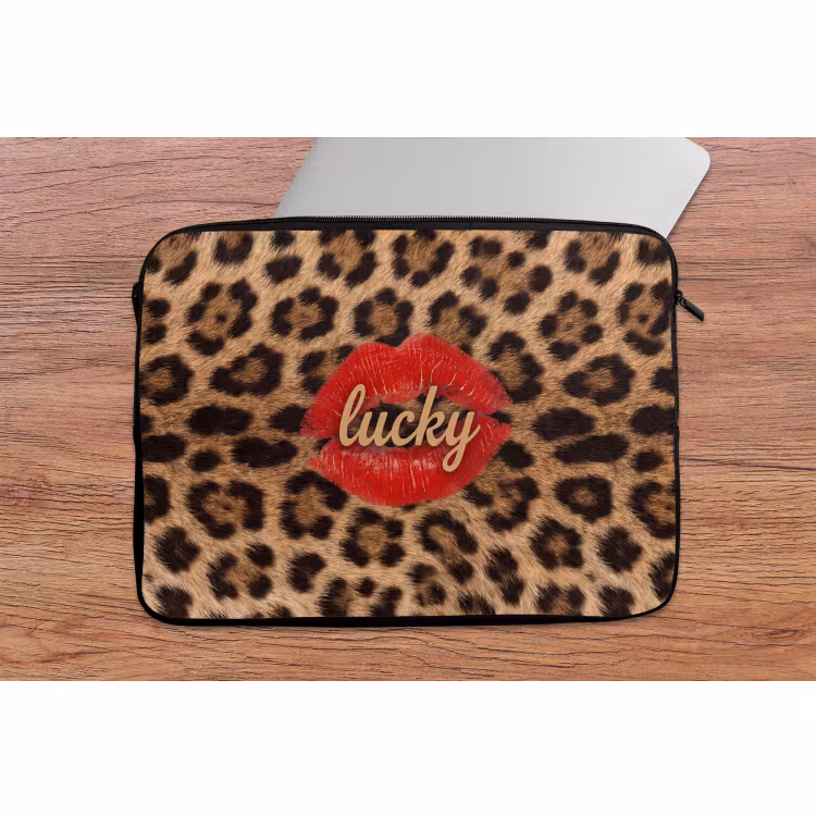 Laptophoes Dierenprint - Lippen - Rood — 2