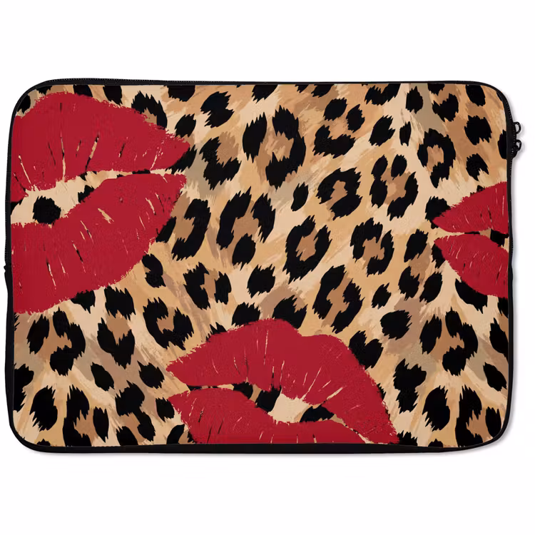 Laptophoes Kusafdruk - Dierenprint - Rood — 1