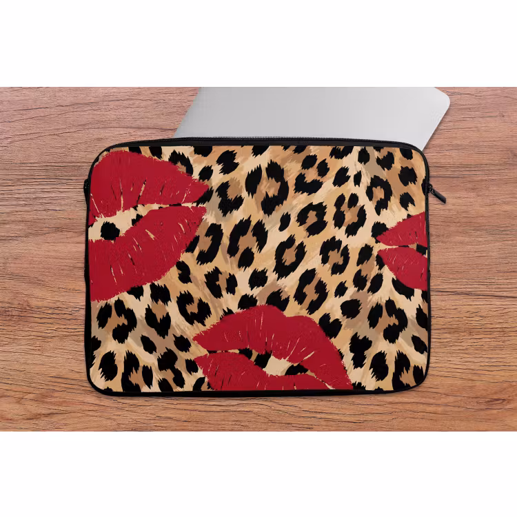 Laptophoes Kusafdruk - Dierenprint - Rood — 2