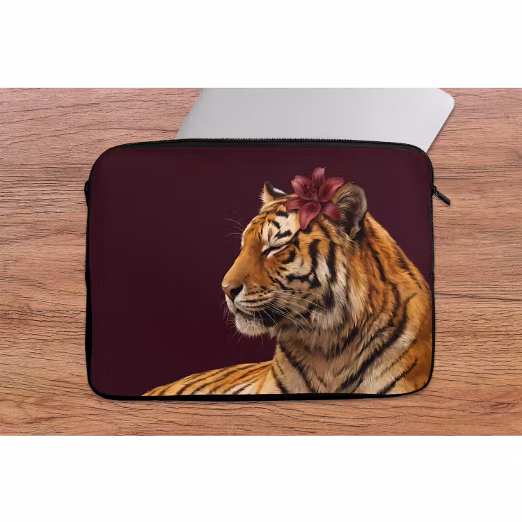 Laptophoes Tijger - Bloem - Dieren — 2
