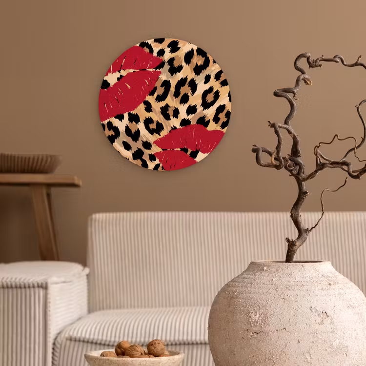 Muurcirkel glas - Kusafdruk - Dierenprint - Rood — 2