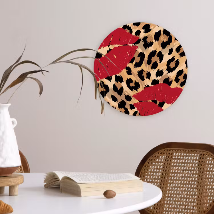 Muurcirkel glas - Kusafdruk - Dierenprint - Rood — 4