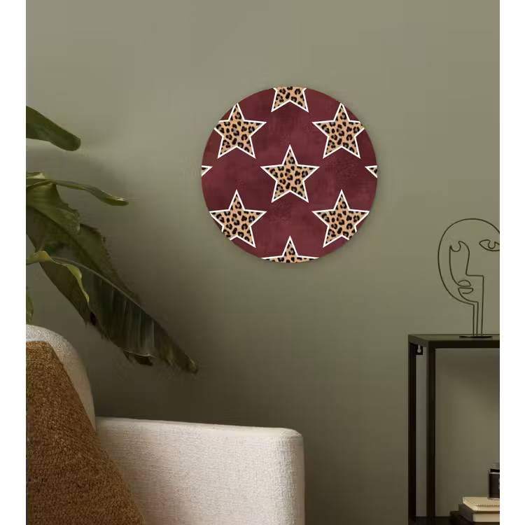 Muurcirkel glas - Sterren - Luipaardprint - Rood — 3