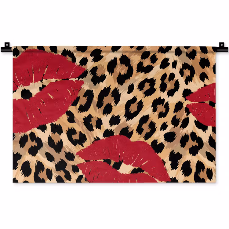 Wandkleed - Kusafdruk - Dierenprint - Rood — 1