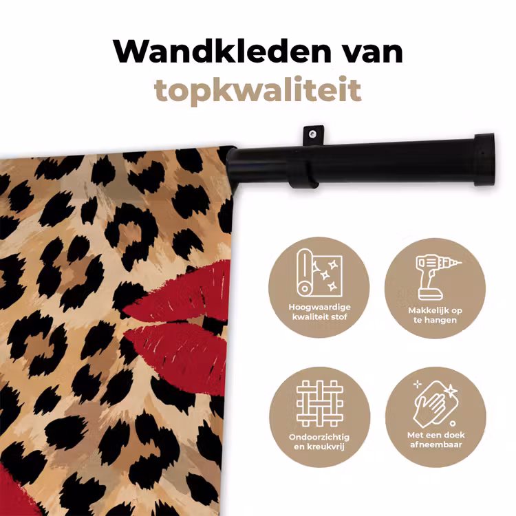 Wandkleed - Kusafdruk - Dierenprint - Rood — 3