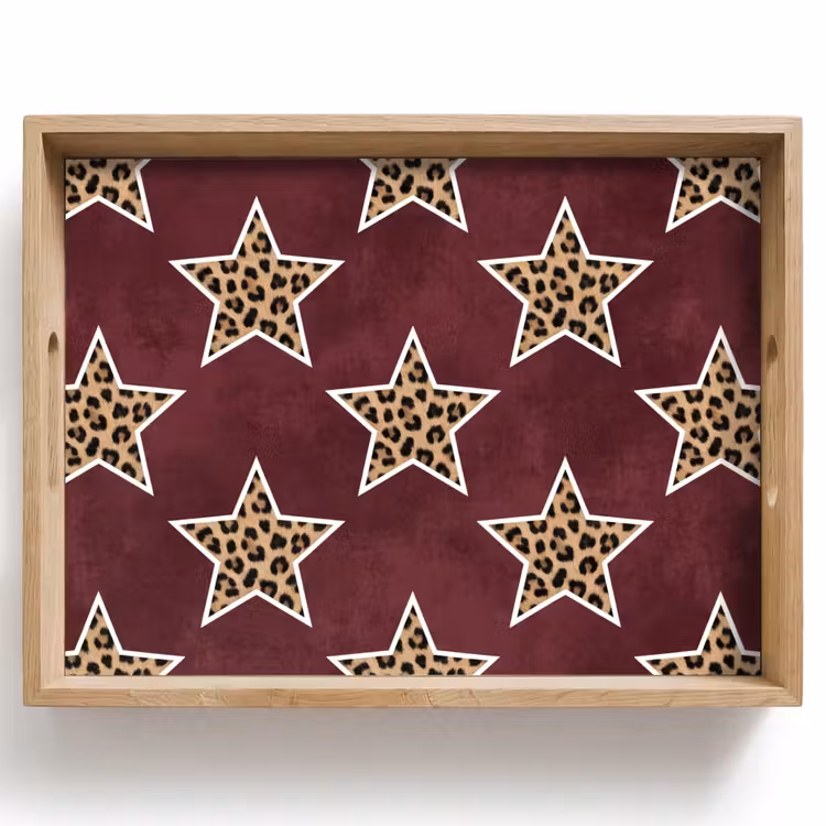 Dienblad - Sterren - Luipaardprint - Rood — 1