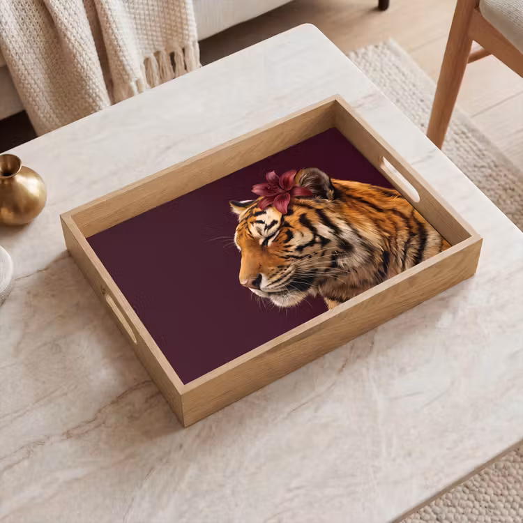Dienblad - Tijger - Bloem - Dieren — 2