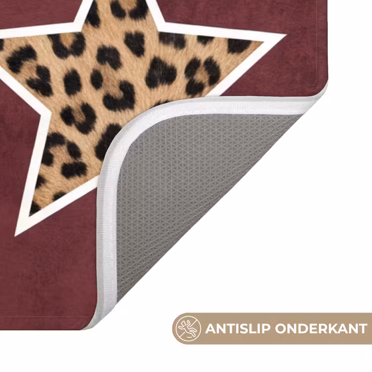 WC Mat - Sterren - Luipaardprint - Rood — 4