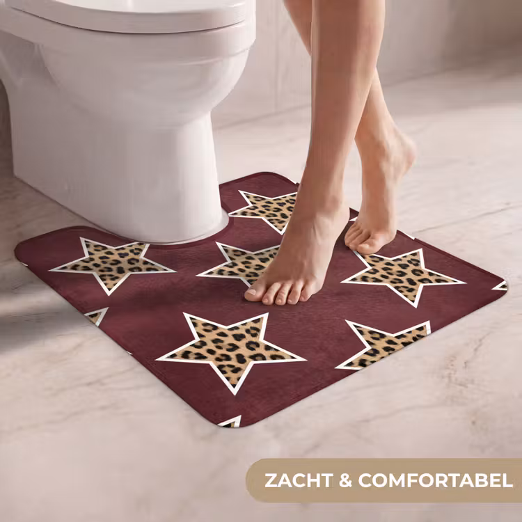 WC Mat - Sterren - Luipaardprint - Rood — 5