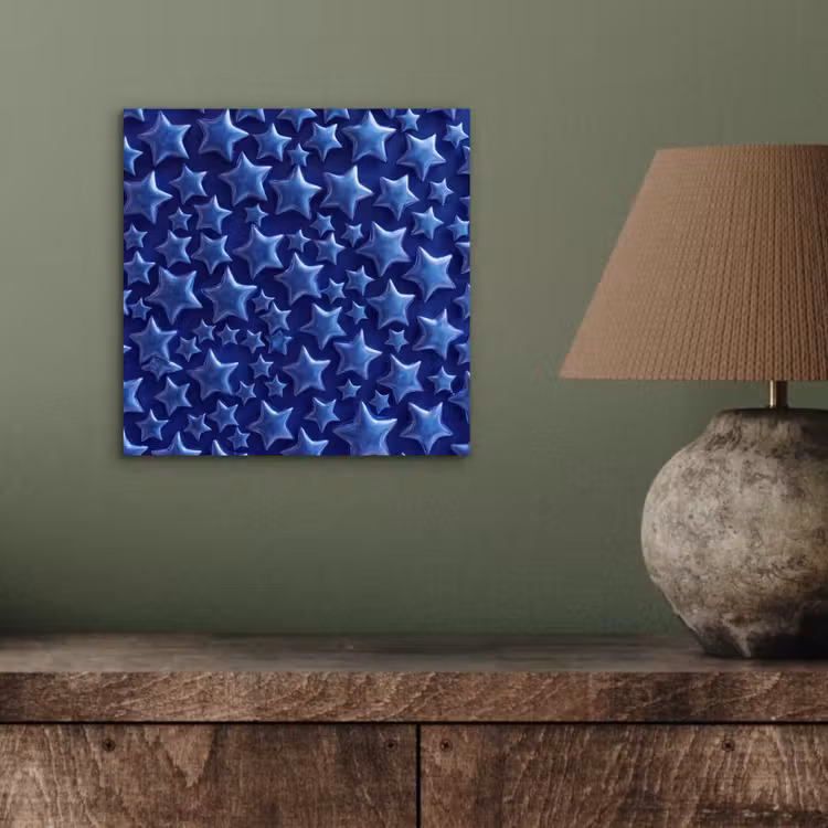 Aluminium schilderij - Blauwe sterren patroon — 3