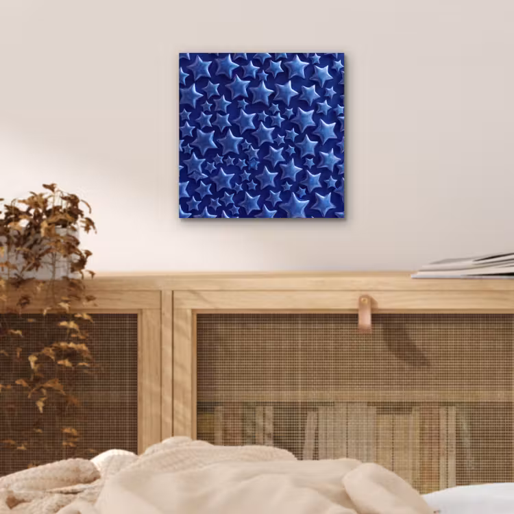Aluminium schilderij - Blauwe sterren patroon — 4