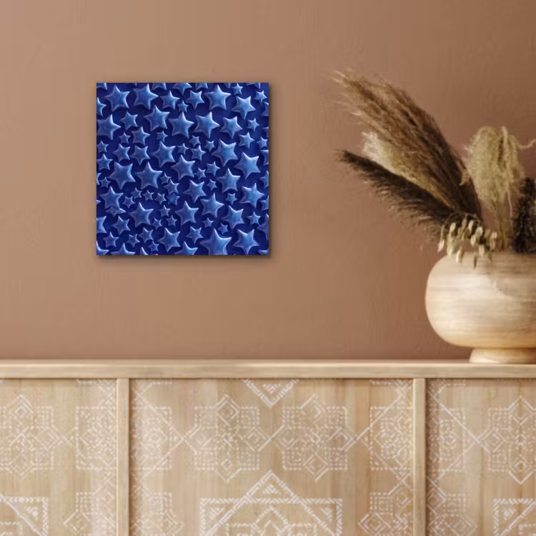 Aluminium schilderij - Blauwe sterren patroon — 5