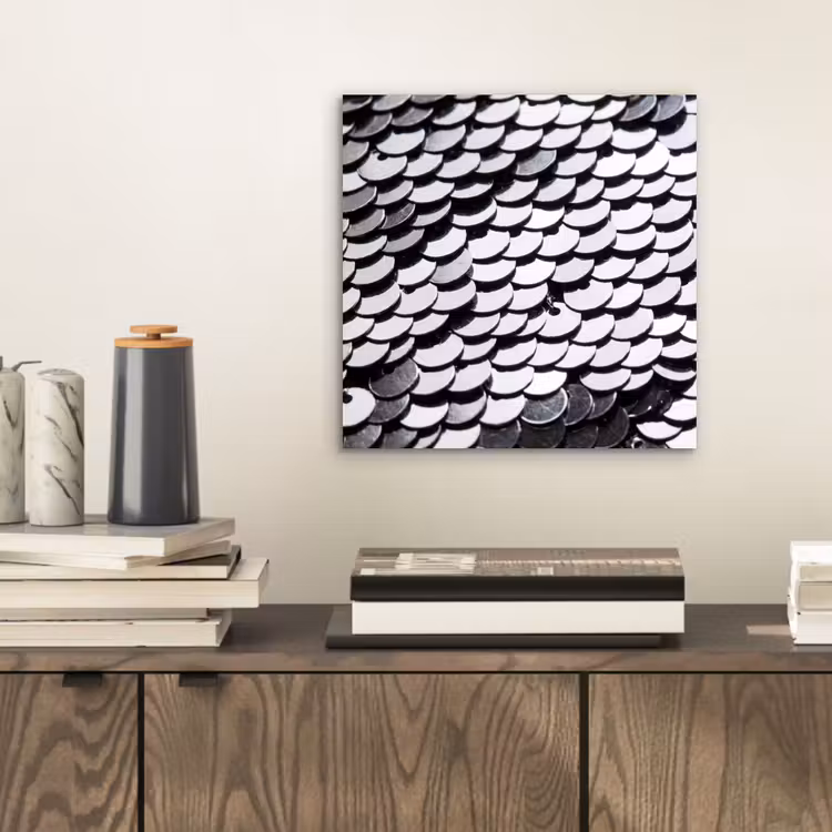 Aluminium schilderij - Pailletten - Zilver - Patroon — 2