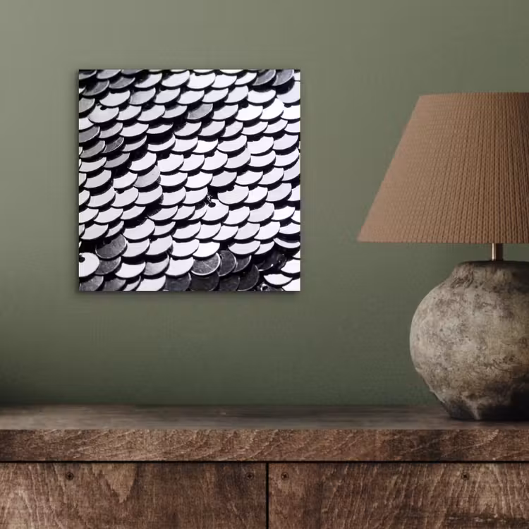 Aluminium schilderij - Pailletten - Zilver - Patroon — 3