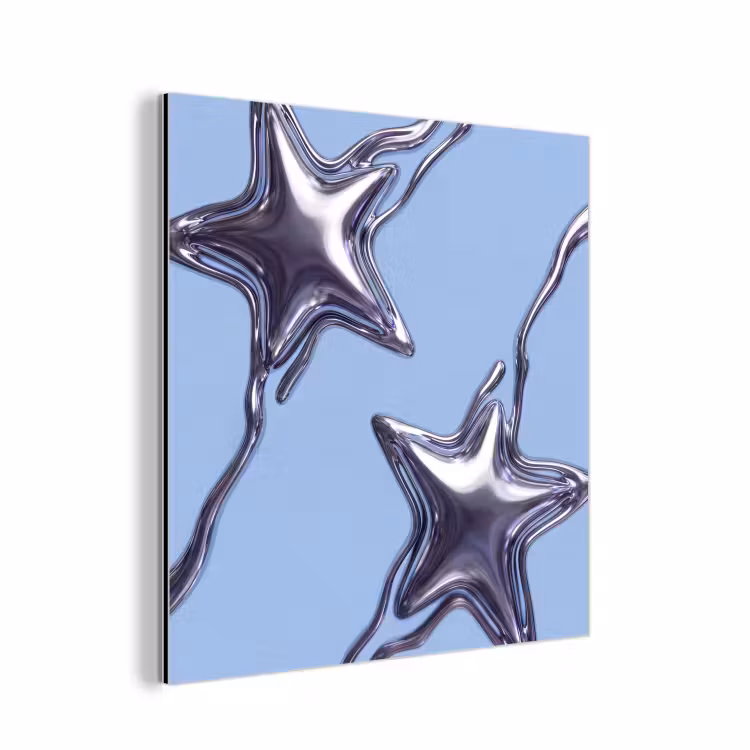 Aluminium schilderij - Sterren - Vloeibaar - Zilver — 1