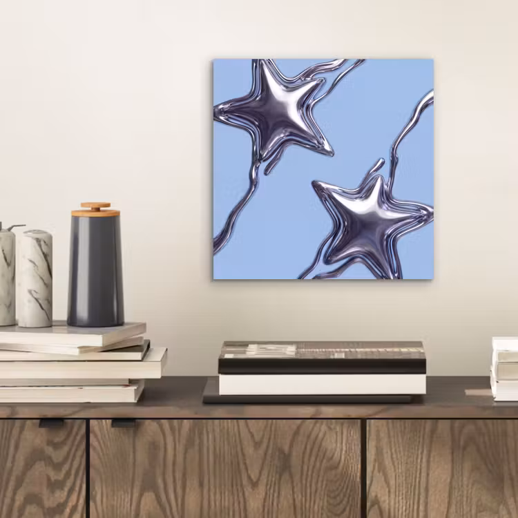 Aluminium schilderij - Sterren - Vloeibaar - Zilver — 2