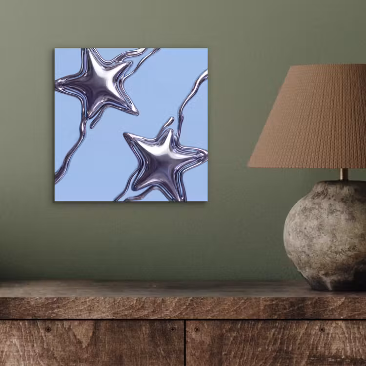 Aluminium schilderij - Sterren - Vloeibaar - Zilver — 3