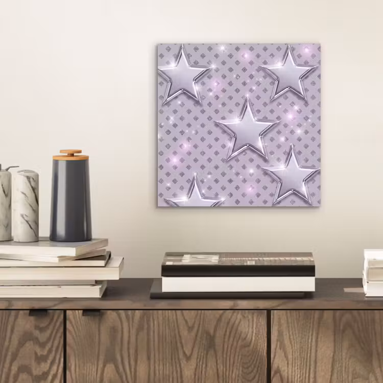 Aluminium schilderij - Sterren - Zilver - Abstract — 2
