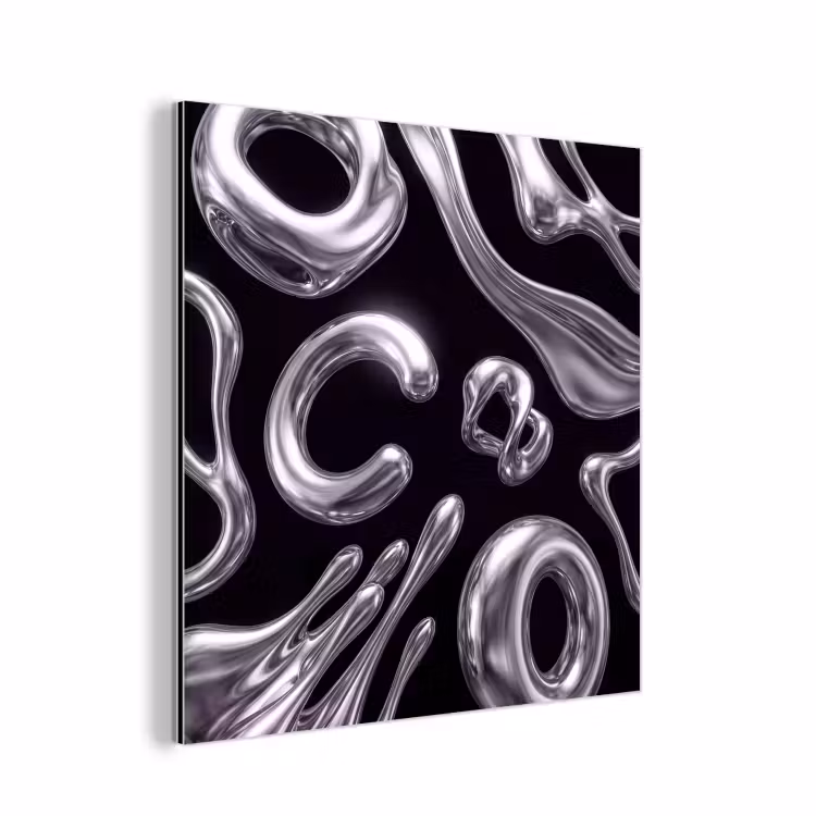 Aluminium schilderij - Abstract - Vormen - Zilver — 1