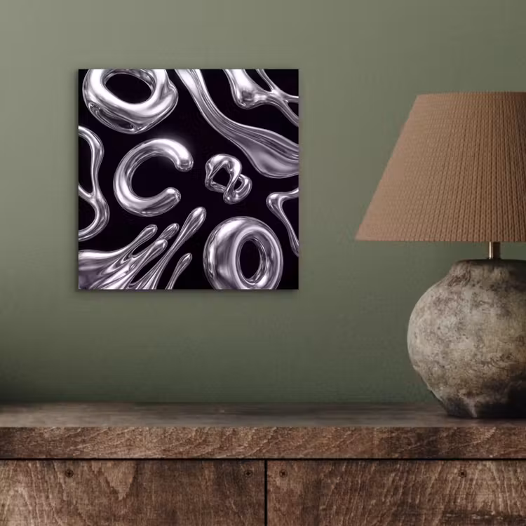 Aluminium schilderij - Abstract - Vormen - Zilver — 3